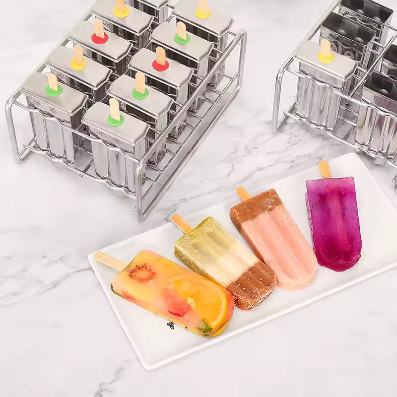 Reusable Popsicle Mold Set, Stainless Steel Ice Cream Maker.