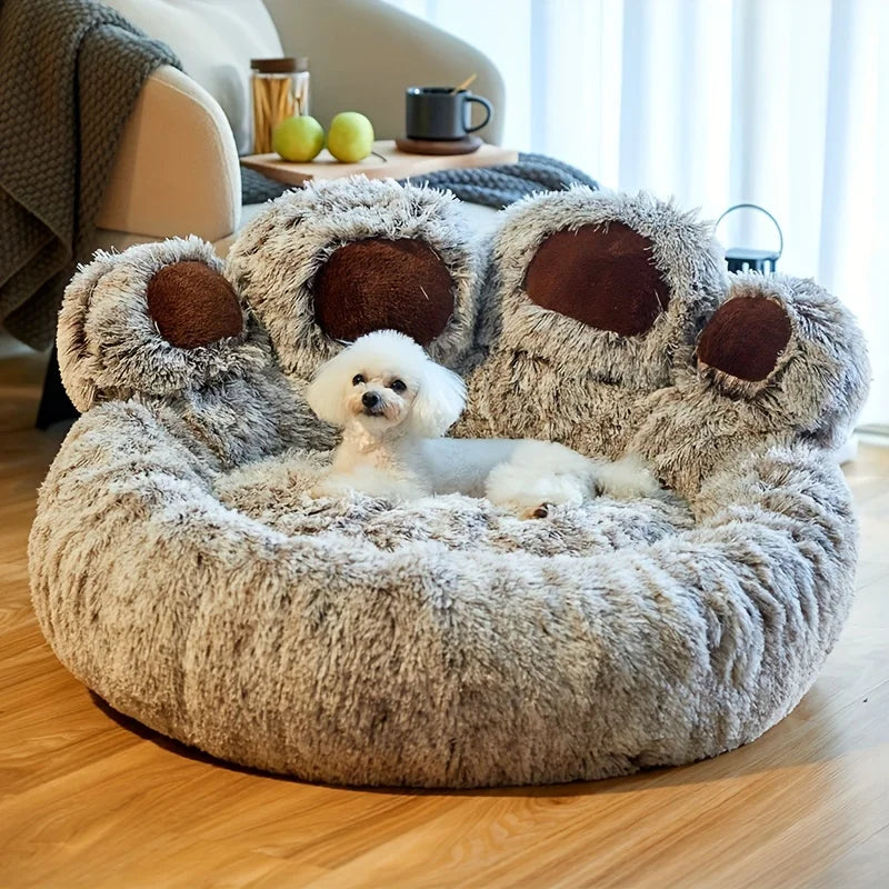 Fluffy Calming Pet Bed, Cozy Paw Dog and Cat Bed