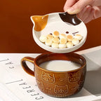 Cute Animal Mug with Lid and Spoon, Coffee Cup Gift
