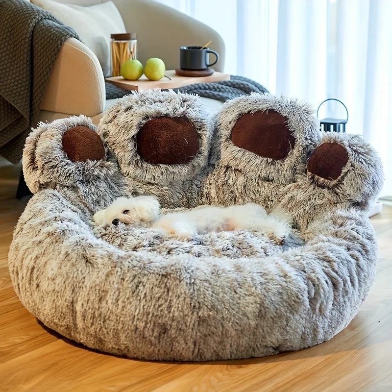 Fluffy Calming Pet Bed, Cozy Paw Dog and Cat Bed