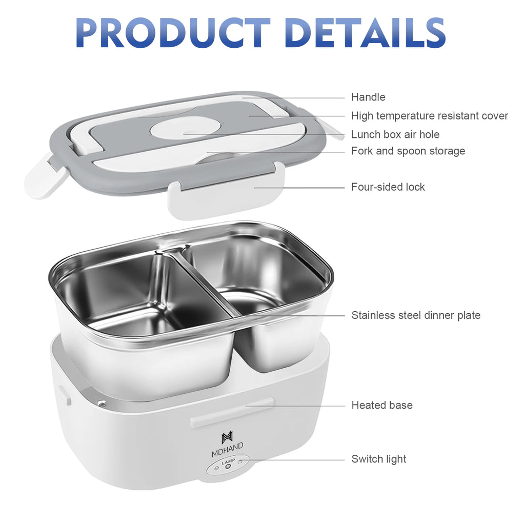 Electric Heated Lunch Box, Portable Food Warmer for Car and Home.