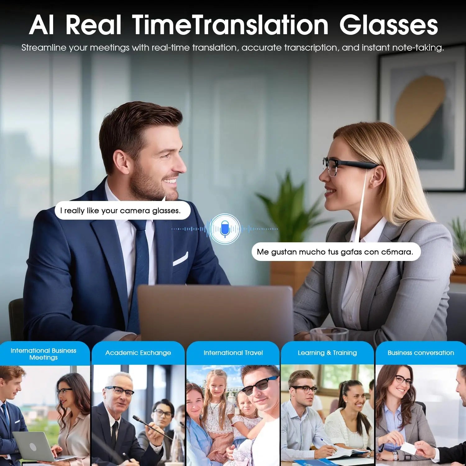 AI Smart Glasses with Camera & Bluetooth – Record Video, Take Photos & Hands-Free Calls