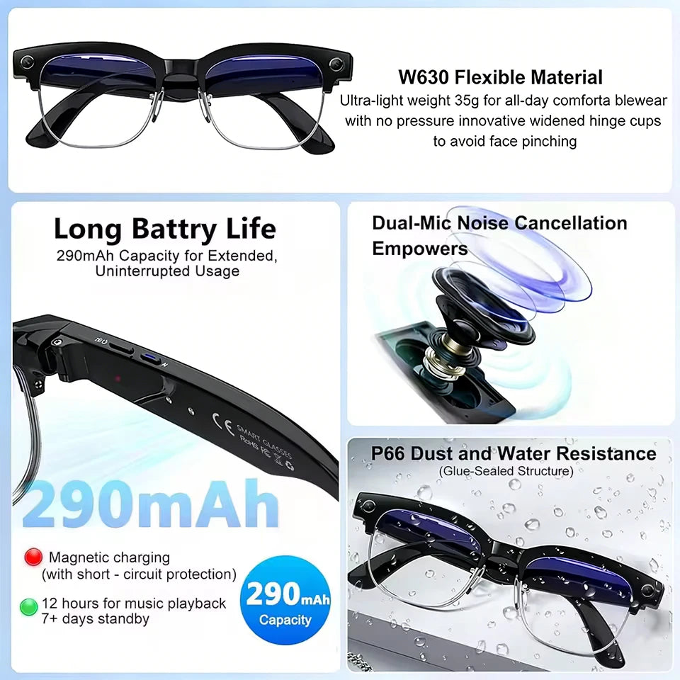 AI Smart Glasses with Camera & Bluetooth – Record Video, Take Photos & Hands-Free Calls