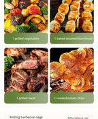 Rolling BBQ Grill Basket, Stainless Steel Rotating Grill Cage